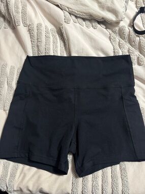 aerie Black High-Rise Bike Shorts with Side Pockets